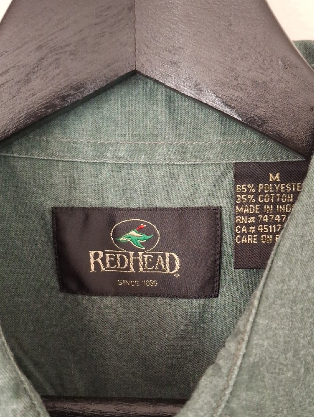 RedHead Men's Short-Sleeve Button-Down Fishing Shirt in Green Sz M Pockets - Picture 2 of 6
